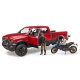 Bruder 02502 RAM 2500 Power Wagon w/ Ducati Scrambler Desert Sled and Driver