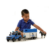 Bruder 02588 Land Rover Police Vehicle w/ Horse Trailer and Policeman