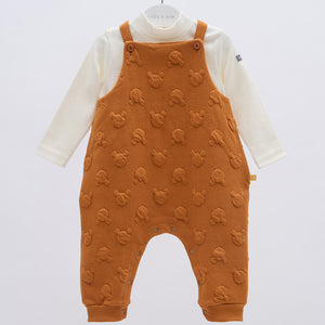 Akkomi Camel  Korean Baby Overall and T-Shirt Set