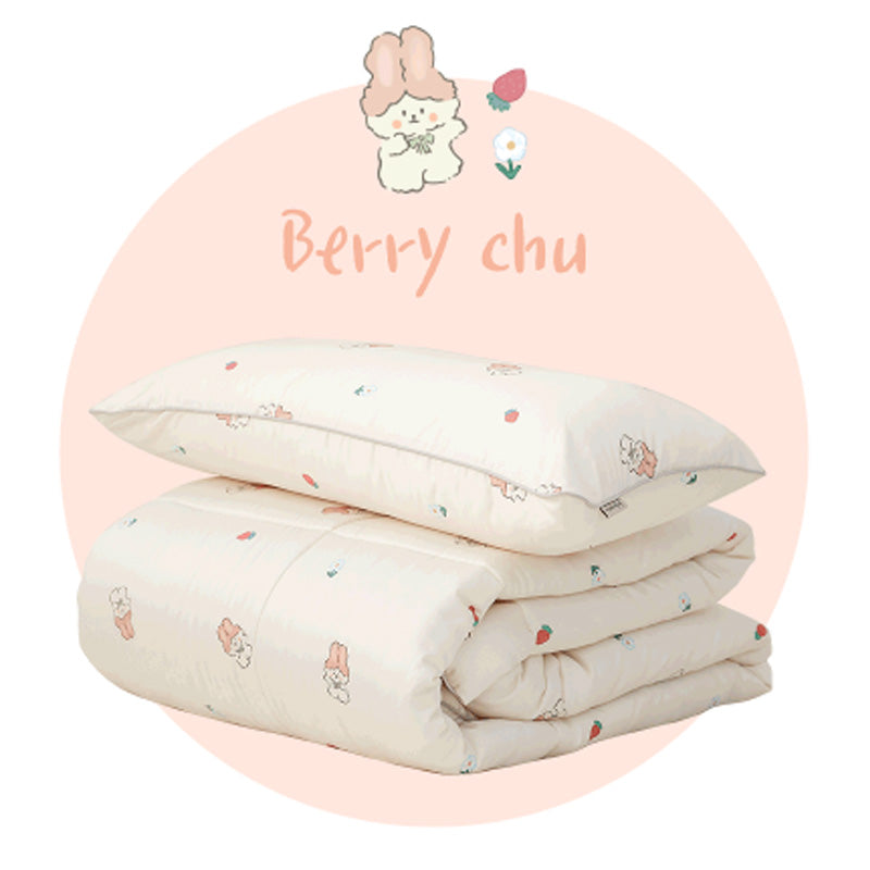 Bebenuvo Modal Cotton Baby All-Season Bedding 3pc Set (Blanket + Pillow + Pad)-Berry Chu