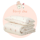 Bebenuvo Modal Cotton Baby All-Season Bedding 3pc Set (Blanket + Pillow + Pad)-Berry Chu