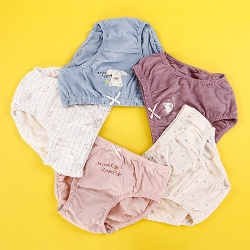 Daily Kids Underwear For Girl 5pcs Set - Love Bear