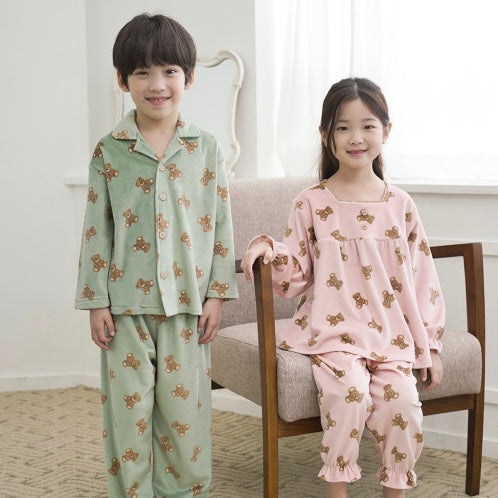 Korean Kids Fleece Pajamas Set-Bear – Bebeang Baby