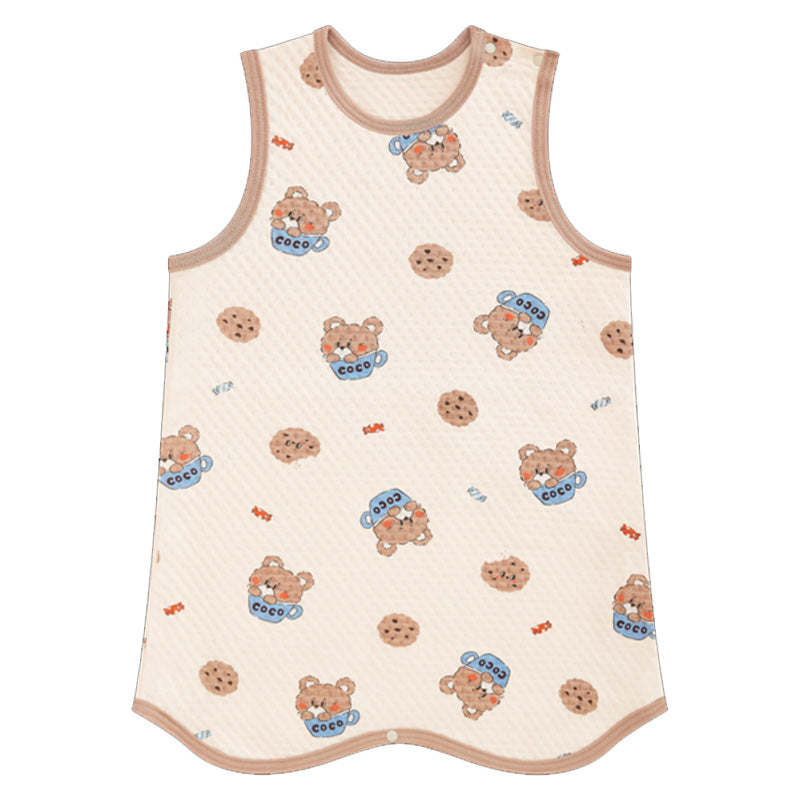 Kids Triple-Layer Quilted Long Sleeping Vest - Cookie Bear