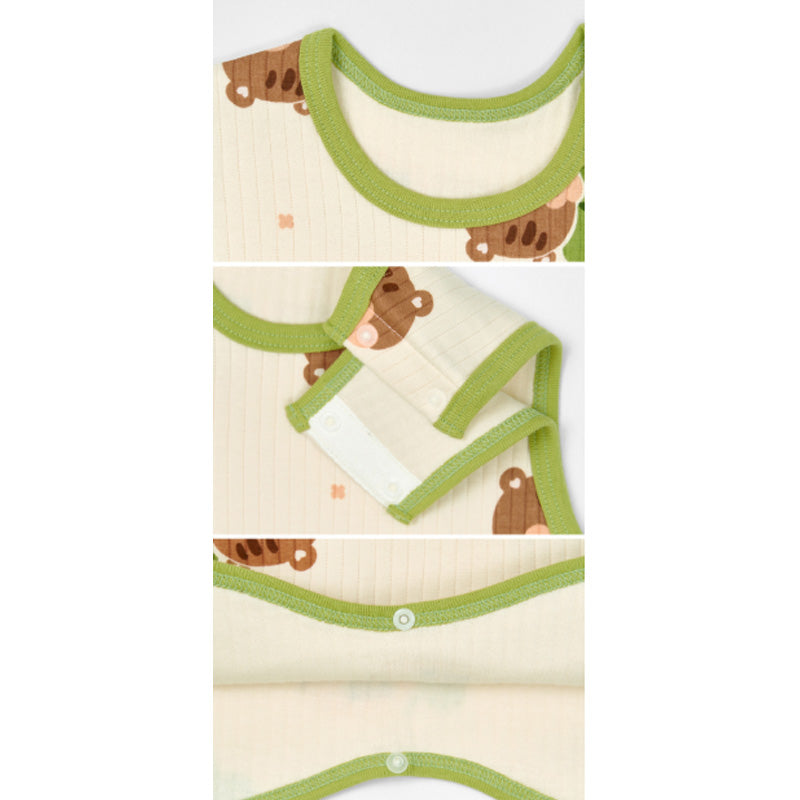 Kids Triple-Layer Quilted Long Sleeping Vest - Green Dada