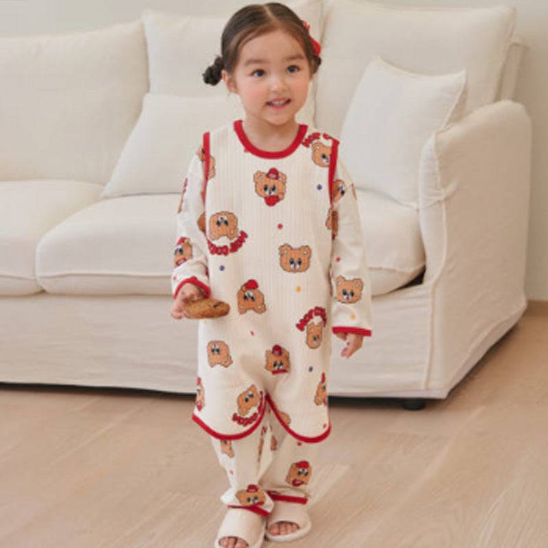 Kids Triple-Layer Quilted Long Sleeping Vest - Red Coco