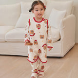 Kids Triple-Layer Quilted Long Sleeping Vest - Red Coco