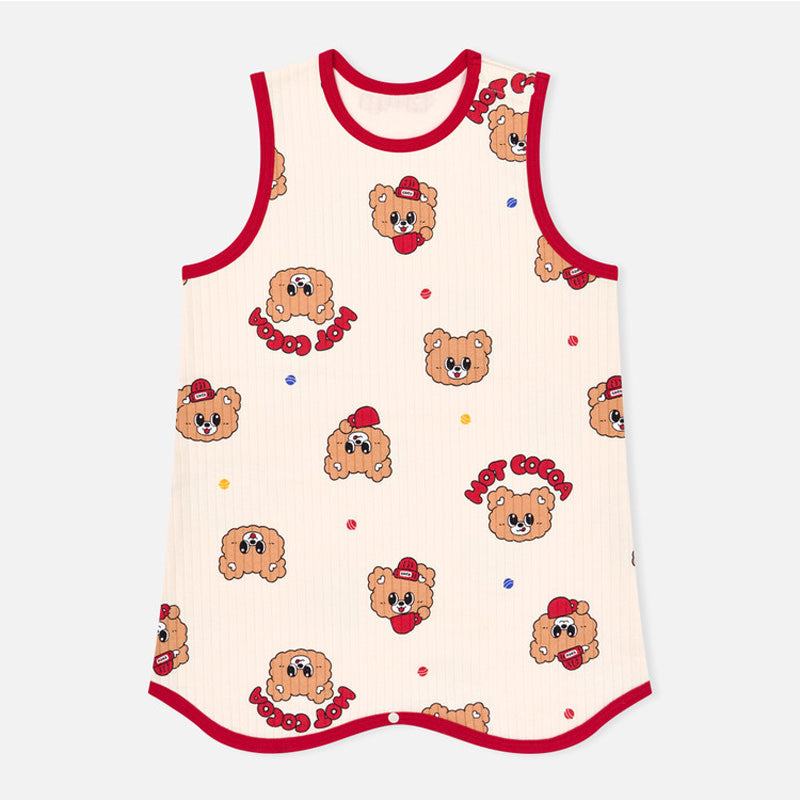 Kids Triple-Layer Quilted Long Sleeping Vest - Red Coco