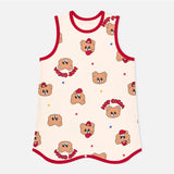 Kids Triple-Layer Quilted Long Sleeping Vest - Red Coco