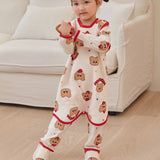 Kids Triple-Layer Quilted Long Sleeping Vest - Red Coco