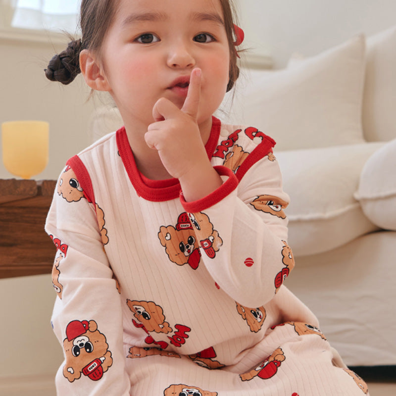 Kids Triple-Layer Quilted Long Sleeping Vest - Red Coco