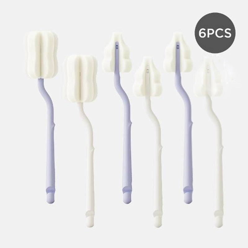 Moyuum Long Curve Sponge Bottle & Nipple Brush 6p