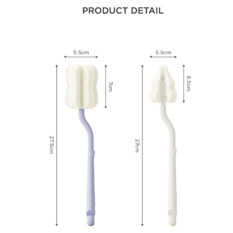 Moyuum Long Curve Sponge Bottle & Nipple Brush 6p