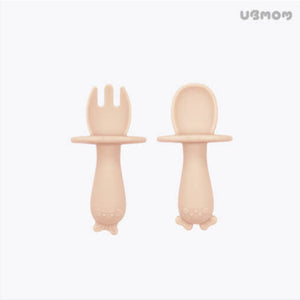 UBMOM Silicone Self Feeding Spoon & Fork with Case