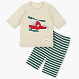 Kids Summer Short Shirt Cotton Pajamas Set - Helicopter