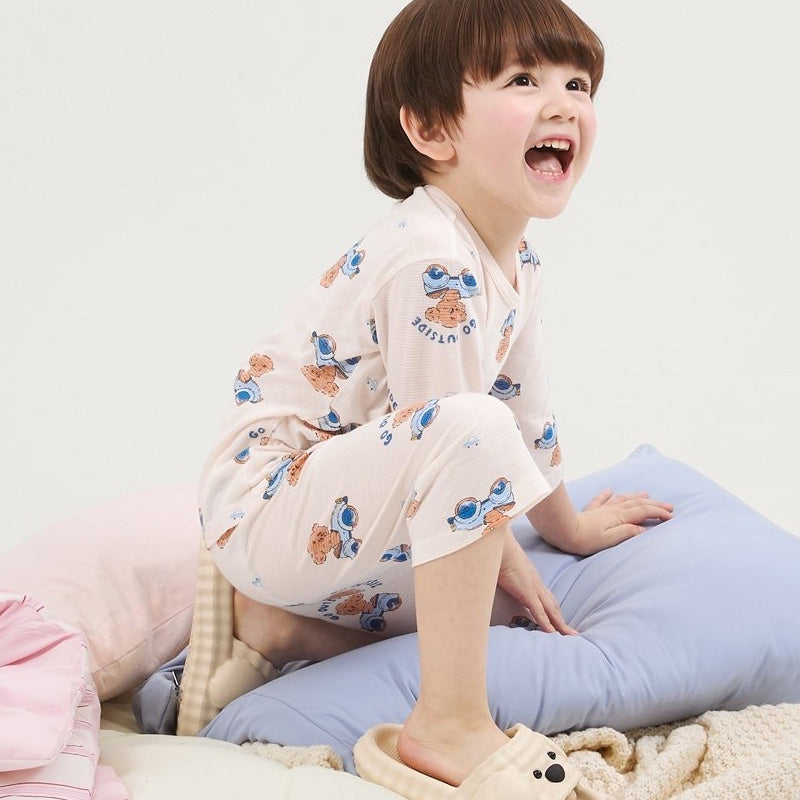 Kids Summer Short Shirt Cotton Pajamas Set -Go Outside