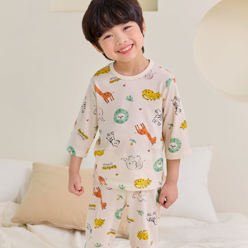 Kids Summer Short Shirt Cotton Cool Mesh Pajamas Set Safari World 90