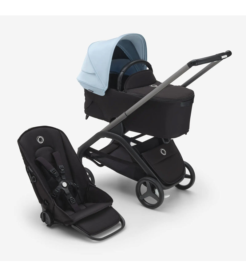 bugaboo sky blue Bugaboo Dragonfly bassinet and seat stroller – Bebeang Baby