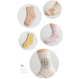 Kids Cotton Crew Socks Set-Flower