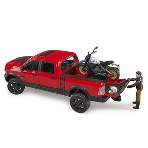 Bruder 02502 RAM 2500 Power Wagon w/ Ducati Scrambler Desert Sled and Driver