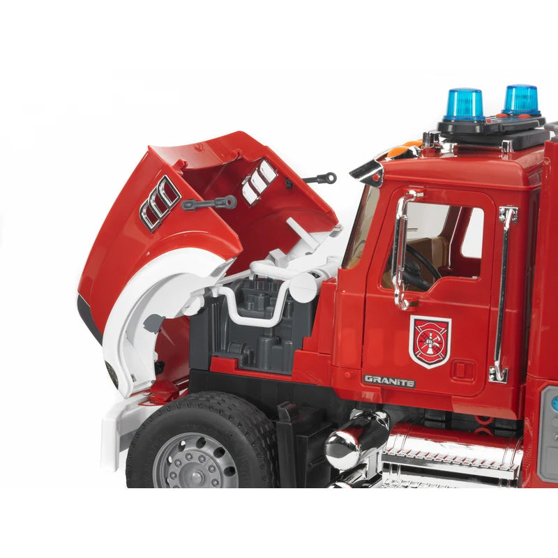 Bruder 02821 Mack Granite Fire Engine with Ladder, Pump, Light & Sound Module
