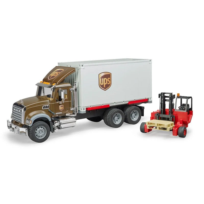 Bruder 02828 Mack Granite UPS Logistics Truck with Truck-Mounted Forklift