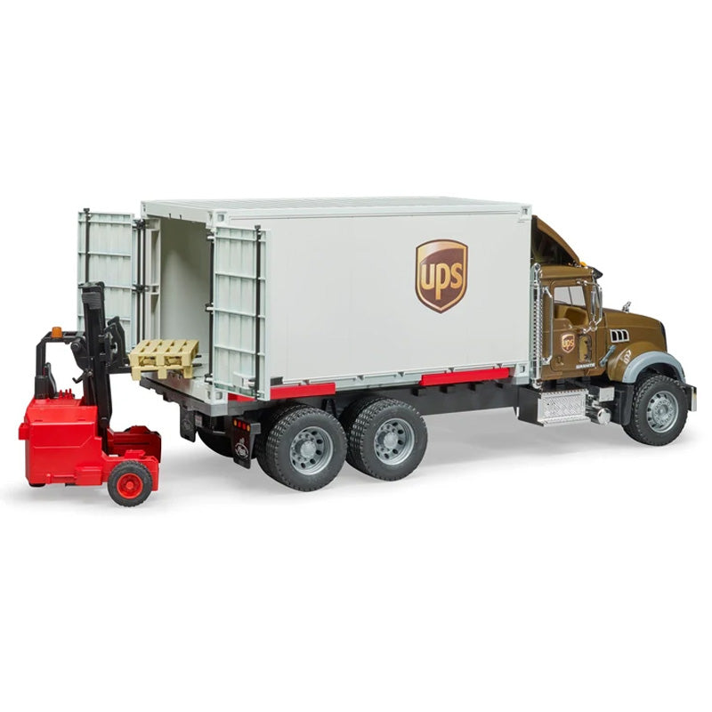 Bruder 02828 Mack Granite UPS Logistics Truck with Truck-Mounted Forklift