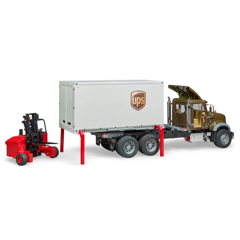 Bruder 02828 Mack Granite UPS Logistics Truck with Truck-Mounted Forklift