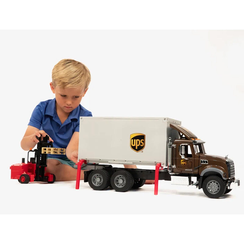 Bruder 02828 Mack Granite UPS Logistics Truck with Truck-Mounted Forklift