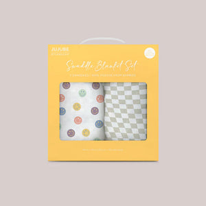 Jujube 2-Pack Square Swaddle Blanket Set - Happy Baby Vibes