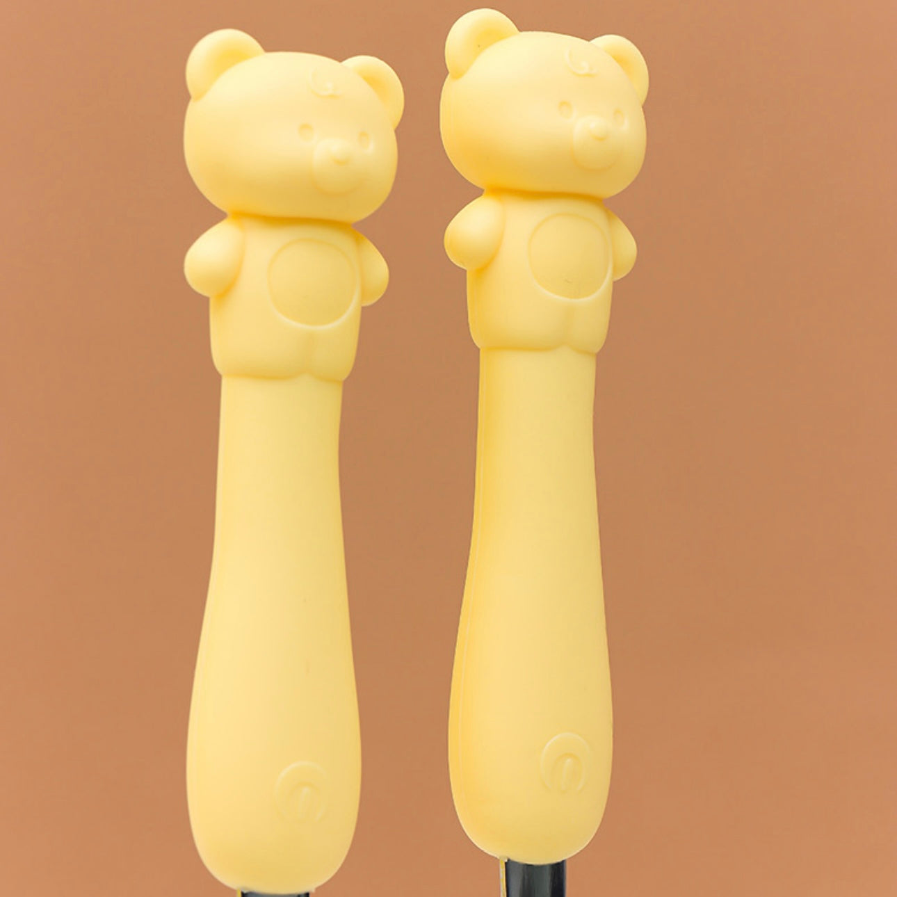 Soft Silicone Handle Stainless Steel Spoon & Fork Set (3+ Years Old)