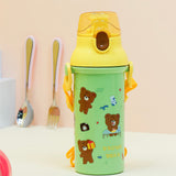 One-Touch Shoulder Strap Water Bottle -Brown Bear