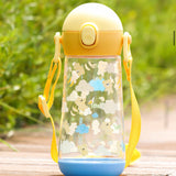 One Touch Shoulder Strap Tritan Water Bottle 470ml - Yellow Bear