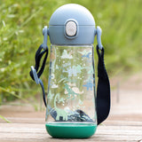 One Touch Shoulder Strap Tritan Water Bottle 470ml - Dino