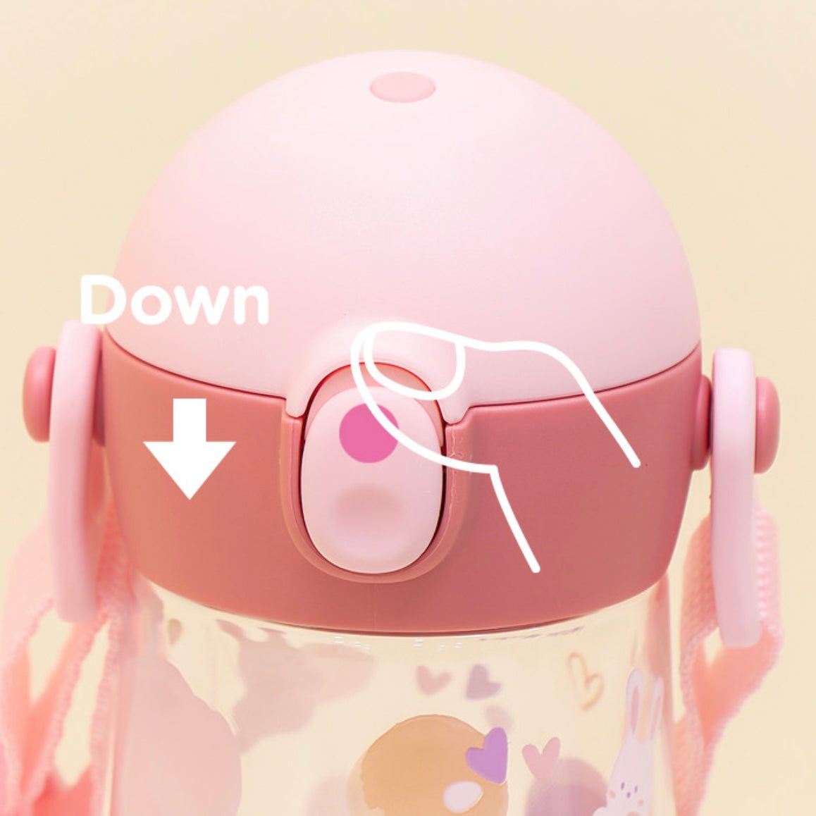 One Touch Shoulder Strap Tritan Water Bottle 470ml - Snow Rabbit