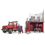 Bruder 62701 Bworld Fire Station w/ Land Rover Defender and Fireman