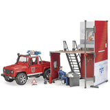 Bruder 62701 Bworld Fire Station w/ Land Rover Defender and Fireman