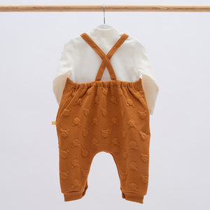 Akkomi Camel  Korean Baby Overall and T-Shirt Set