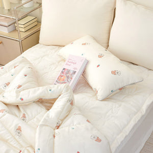 Bebenuvo Modal Cotton Baby All-Season Bedding 3pc Set (Blanket + Pillow + Pad)-Berry Chu