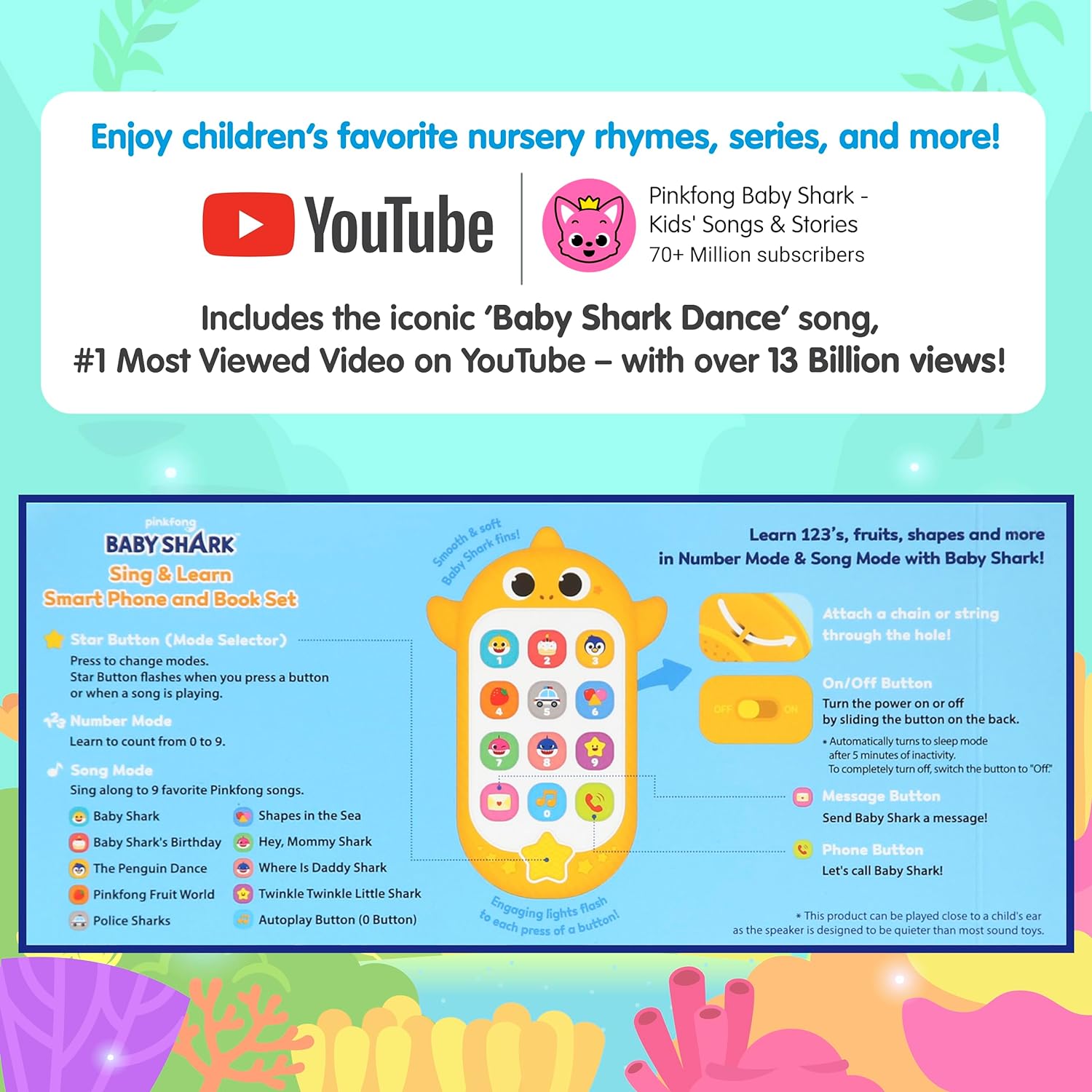 Pinkfong Baby Shark Sing & Learn Smart Phone and Book Set