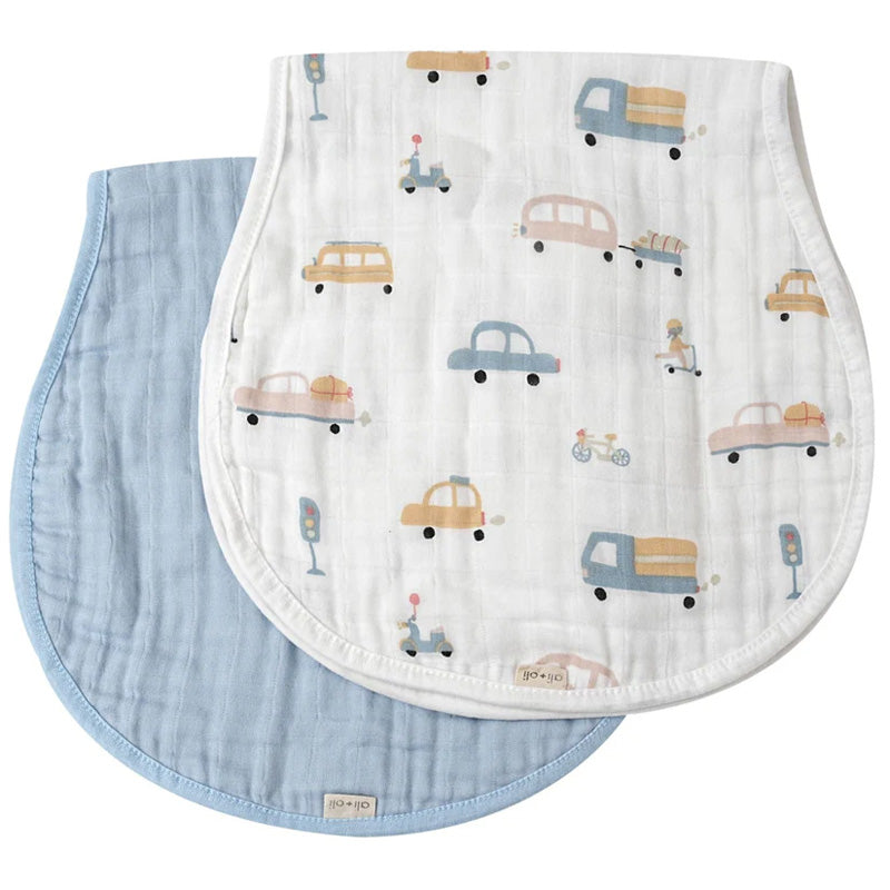 Ali and Oli Bamboo Muslin Burp Cloth 2-Pack (Auto-Blue)