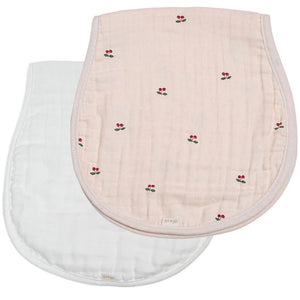 Ali and Oli Bamboo Muslin Burp Cloth 2-Pack (Cherry/White)