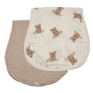 Ali and Oli Bamboo Muslin Burp Cloth 2-Pack (Teddy/Taupe)