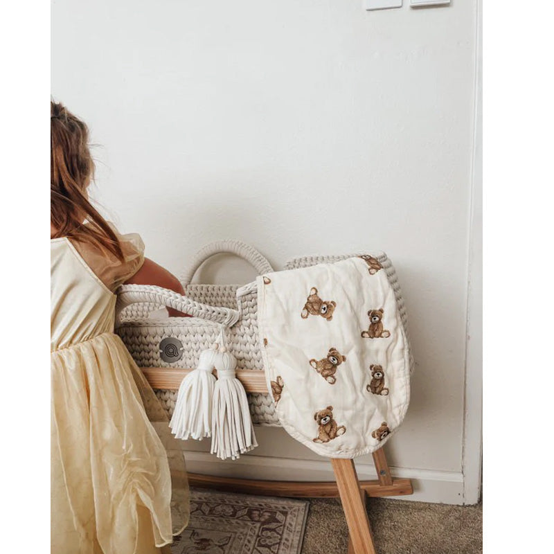 Ali and Oli Bamboo Muslin Burp Cloth 2-Pack (Teddy/Taupe)