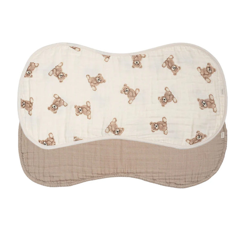 Ali and Oli Bamboo Muslin Burp Cloth 2-Pack (Teddy/Taupe)