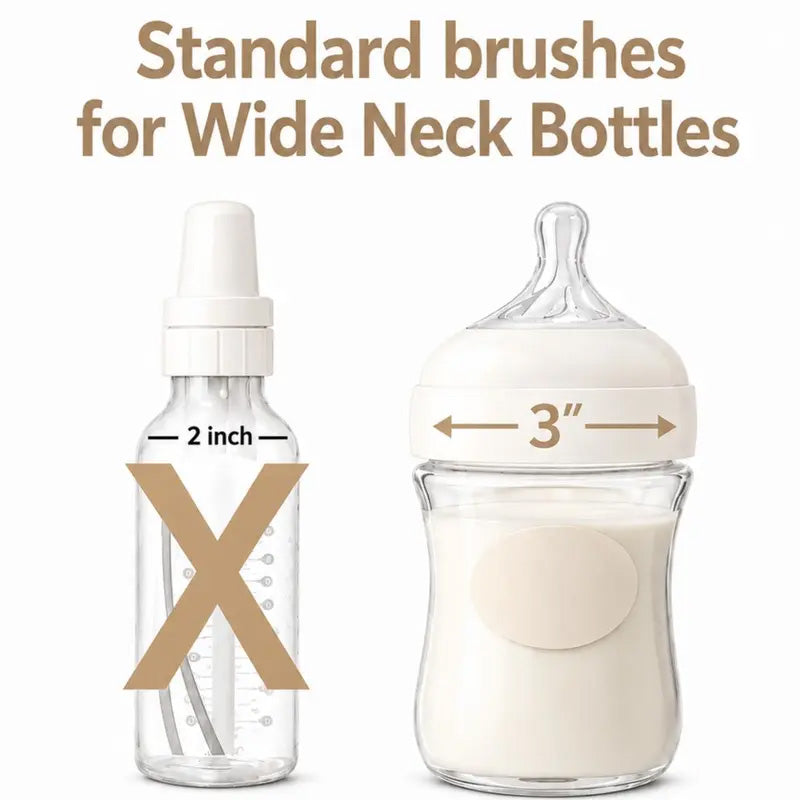 Double Up Baby Bottle Cleaning Brush Set with Suction Base for Wide Neck Bottles