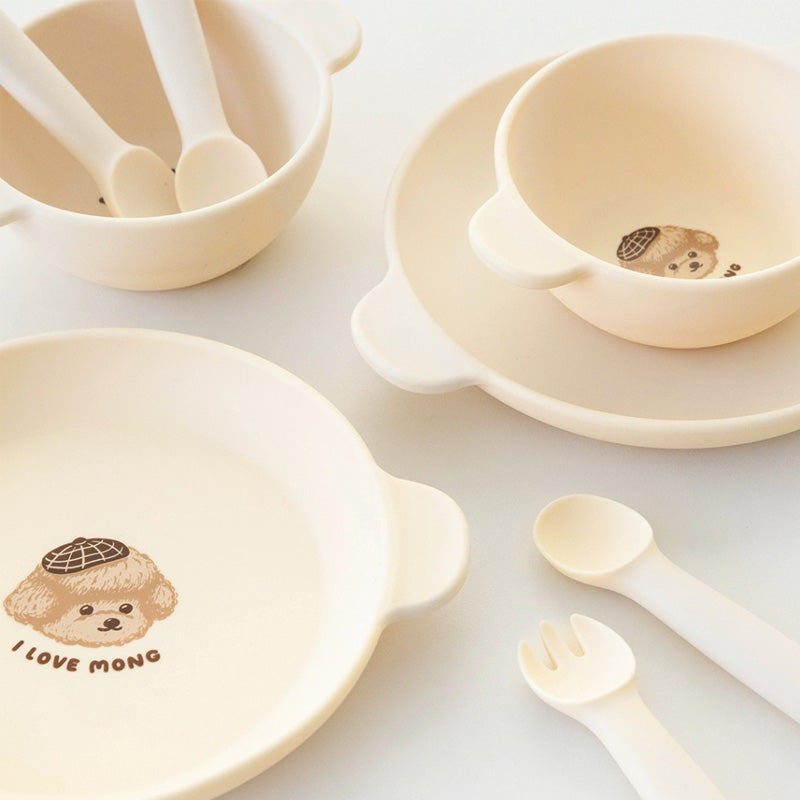 UBMOM Choco Mong Silicone Magnet Tableware Set(Plate / Bowl / Spoon & Fork)