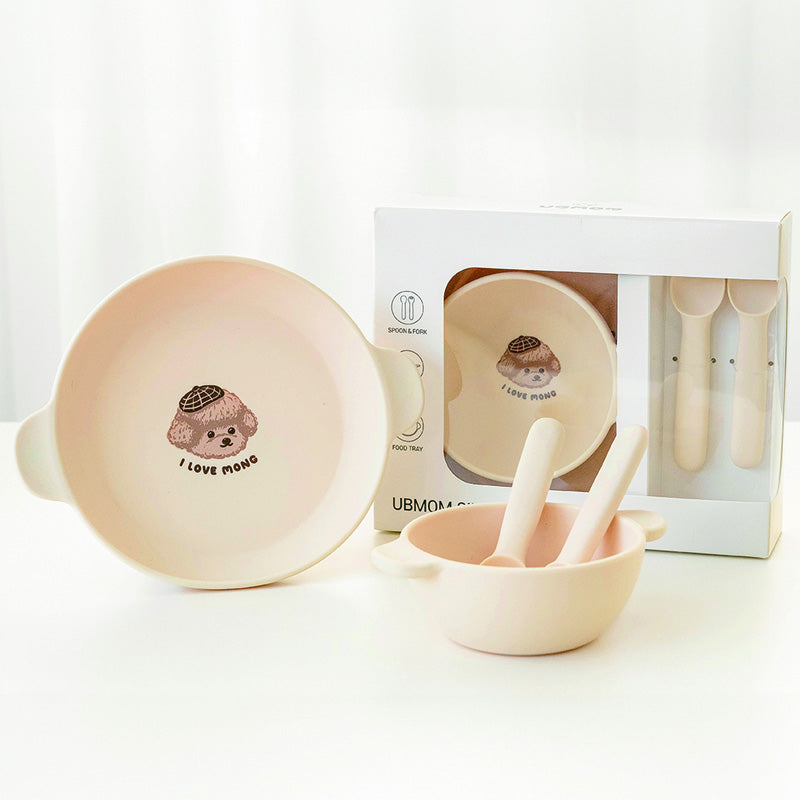 UBMOM Choco Mong Silicone Magnet Tableware Set(Plate / Bowl / Spoon & Fork)
