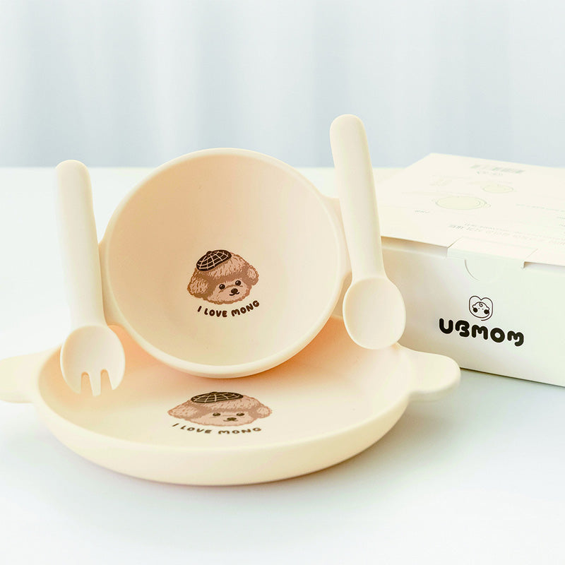 UBMOM Choco Mong Silicone Magnet Tableware Set(Plate / Bowl / Spoon & Fork)
