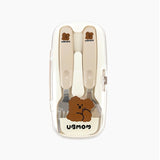 UBMOM Choco Mong Stainless Steel Spoon & Fork Set With Case